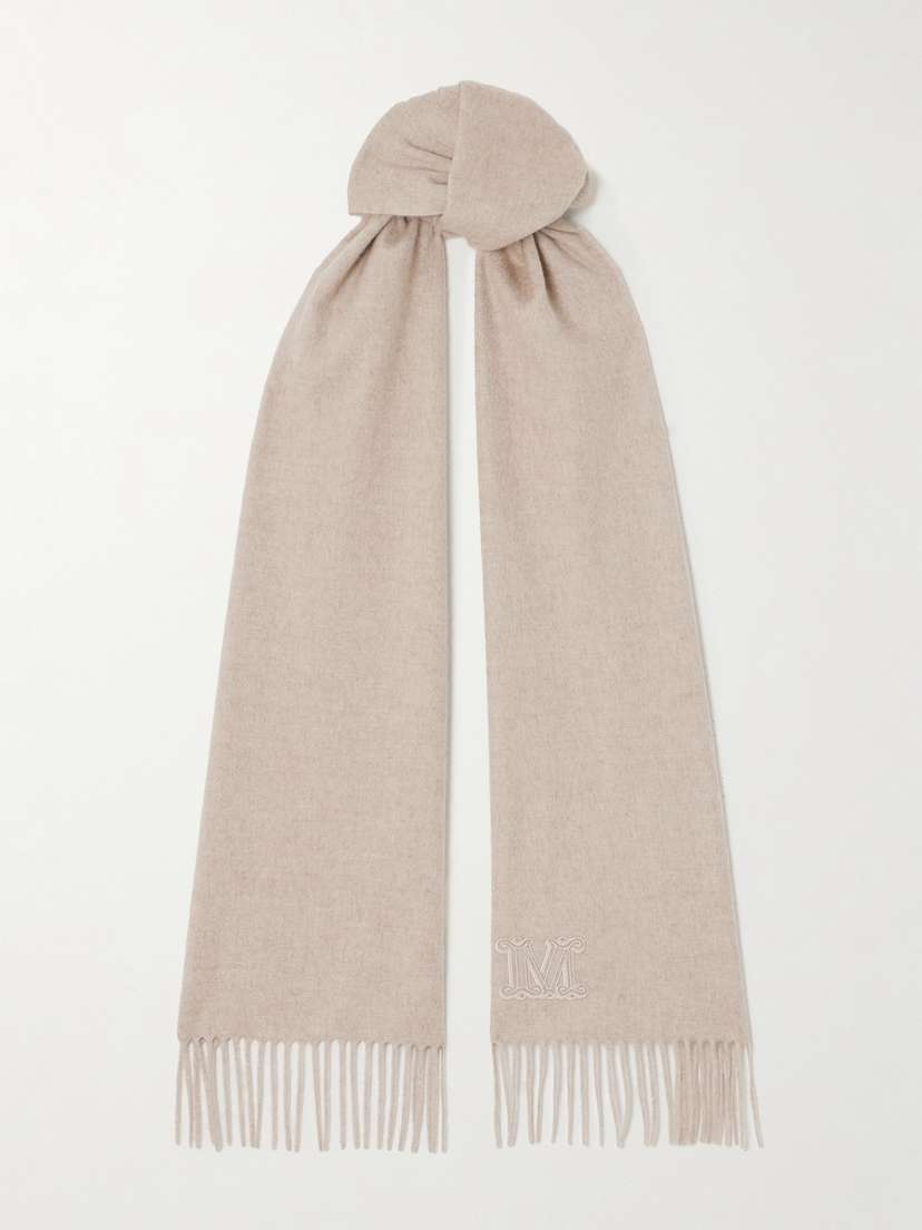 Max Mara Fringed Embroidered Cashmere Scarf