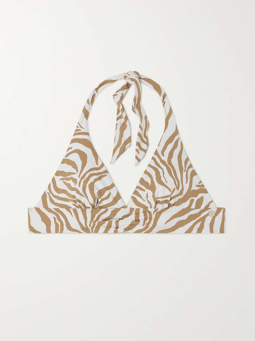 Max Mara Beachwear Alberta Zebra-print Triangle Halterneck Bikini Top