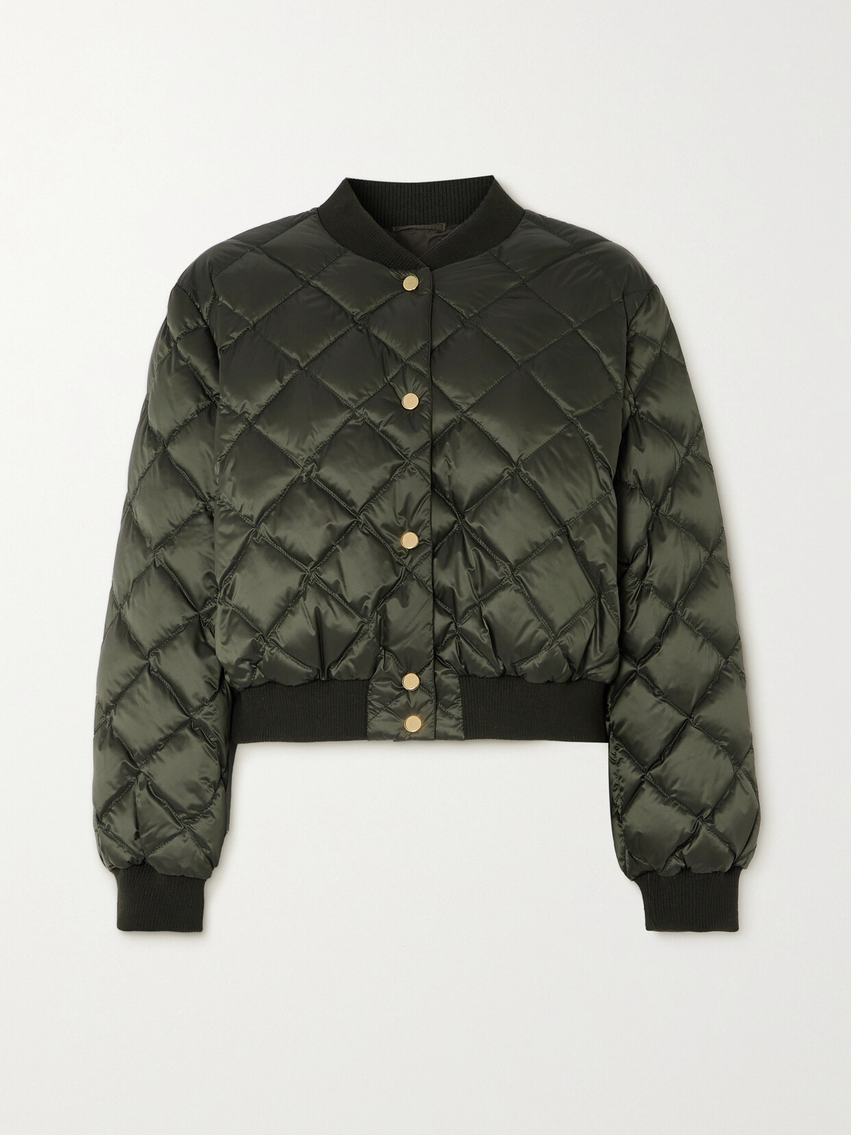 Shop Max Mara The Cube Quilted Padded Shell Bomber Jacket In Green