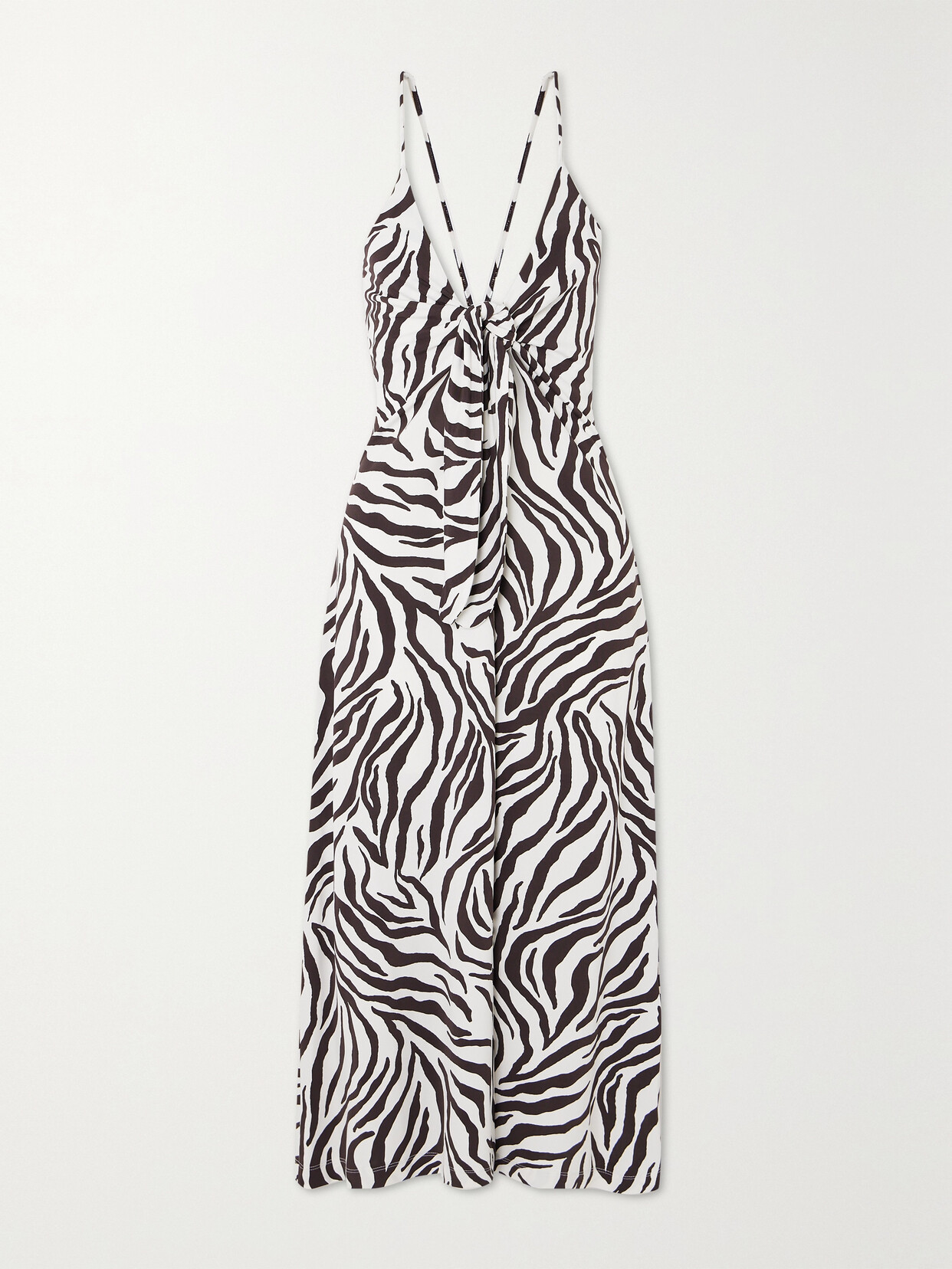 Shop Max Mara Danilo Zebra-print Stretch-knit Midi Dress In Brown