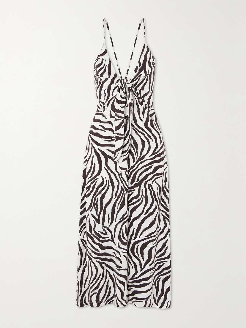 Max Mara Beachwear Danilo Zebra-print Stretch-knit Midi Dress