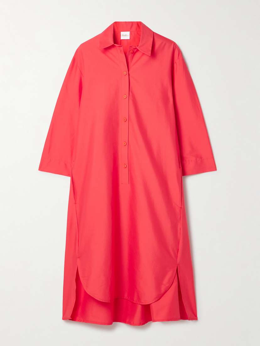 Max Mara Beachwear Quincy Pleated Cotton-blend Poplin Midi Dress