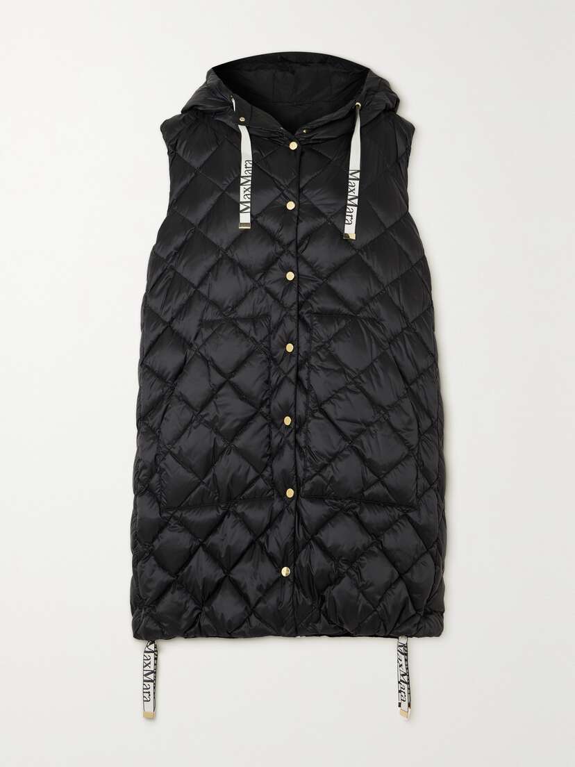 Max Mara The Cube Hooded Grosgrain-trimmed Quilted Shell Down Vest - UK 18