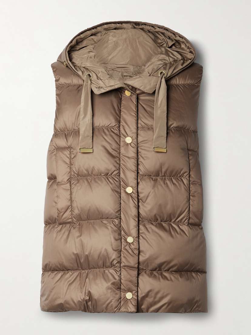 Max Mara The Cube Hooded Quilted Shell Down Vest - UK 18
