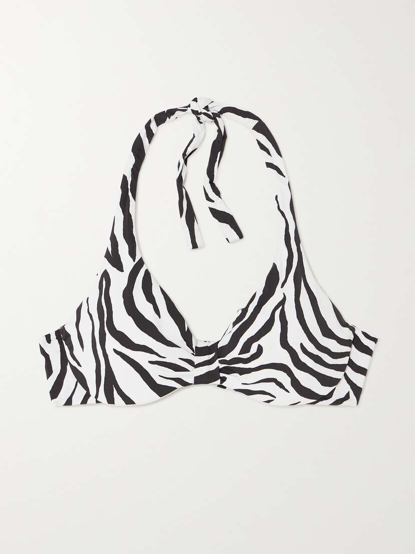 Max Mara Beachwear Allegra Zebra-print Stretch Bikini Top