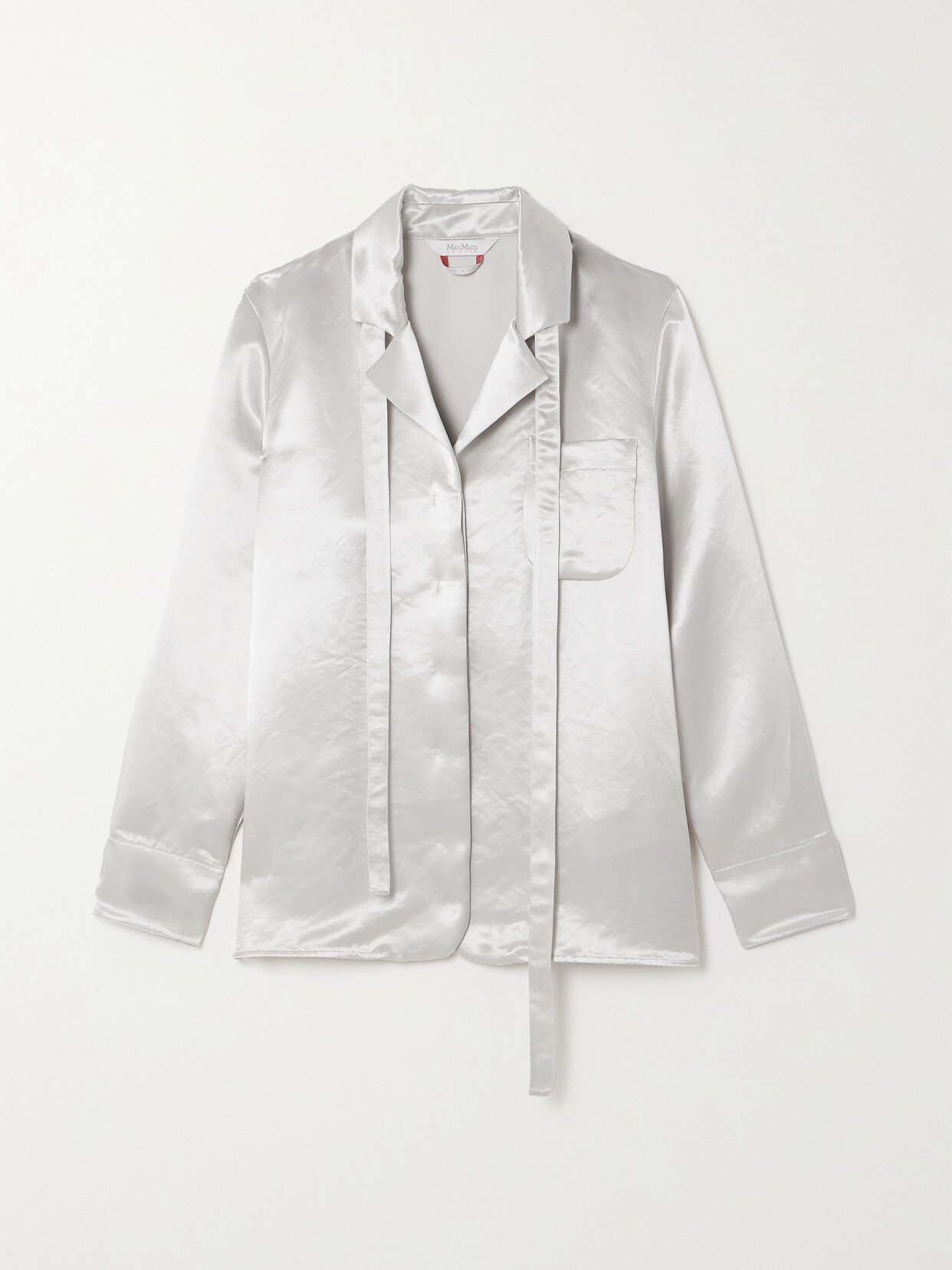 Max Mara Leisure Vignola Crinkled-satin Shirt In Gray