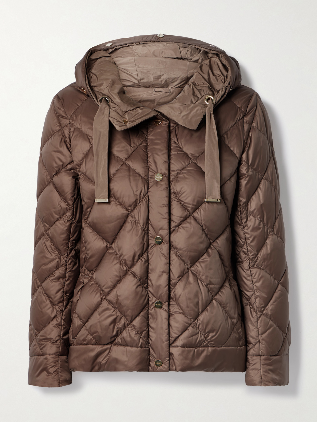 Max Mara The Cube 1st Exit Hooded Quilted Shell Down Jacket In Brown