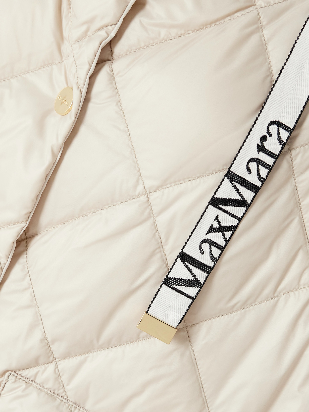 Max Mara The Cube Hooded Grosgrain-trimmed Quilted Shell Down Vest In Neutrals