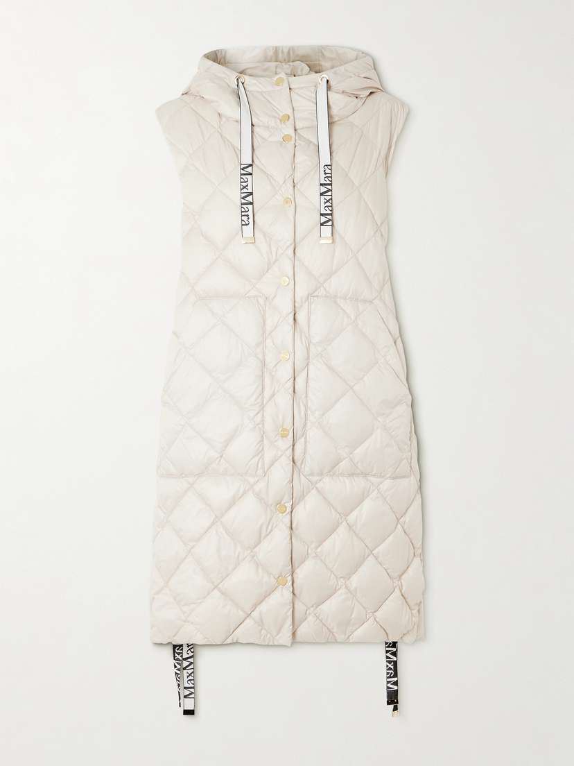 Max Mara The Cube Hooded Grosgrain-trimmed Quilted Shell Down Vest