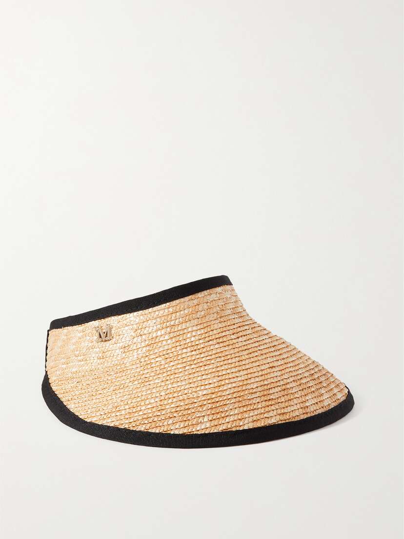 Max Mara Beachwear Manila Embellished Grosgrain-trimmed Raffia Visor