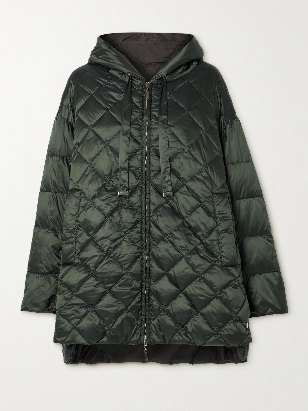 Max Mara The Cube Hooded Quilted Shell Down Jacket In Green