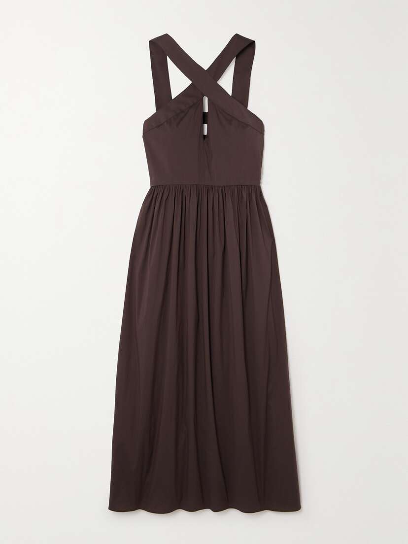 Max Mara Beachwear Stelvio Cutout Cotton-blend Poplin Midi Dress