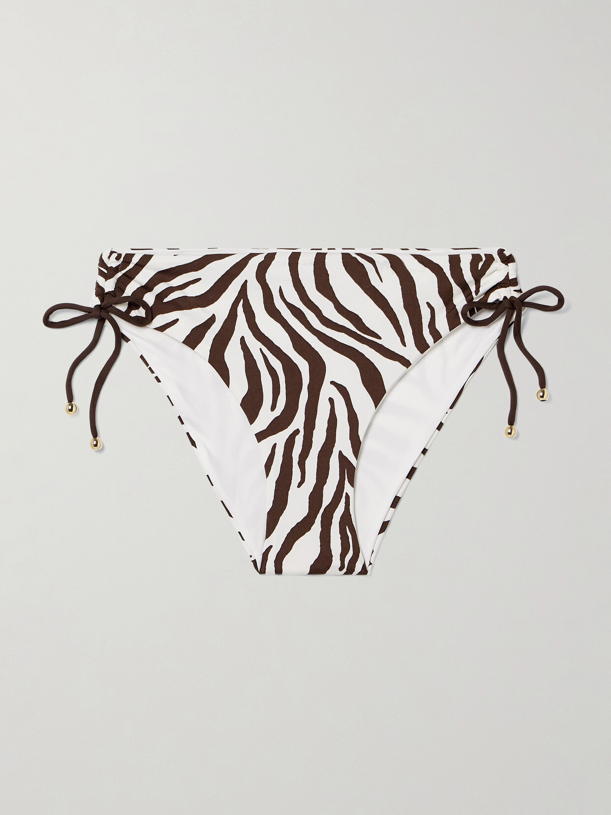 Max Mara Sibilla Embellished Zebra-print Bikini Briefs In Brown