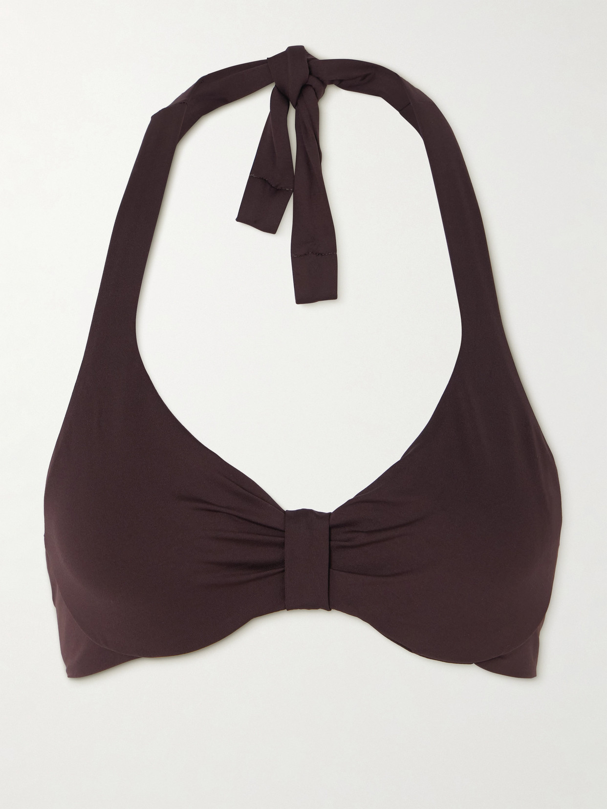 Max Mara Adele Gathered Halterneck Bikini Top In Brown