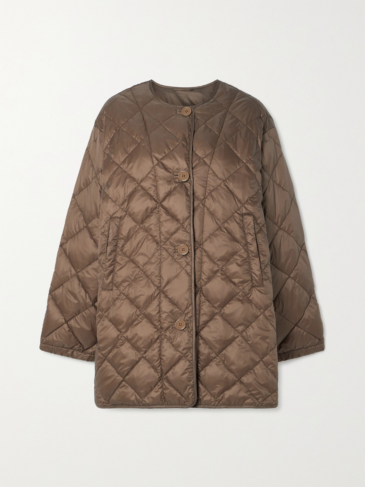 Shop Max Mara The Cube Quilted Shell Down Jacket In Brown