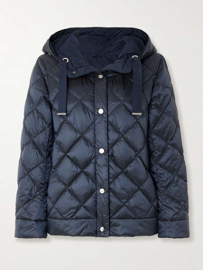 Max Mara The Cube Hooded Quilted Shell Down Jacket - UK 18