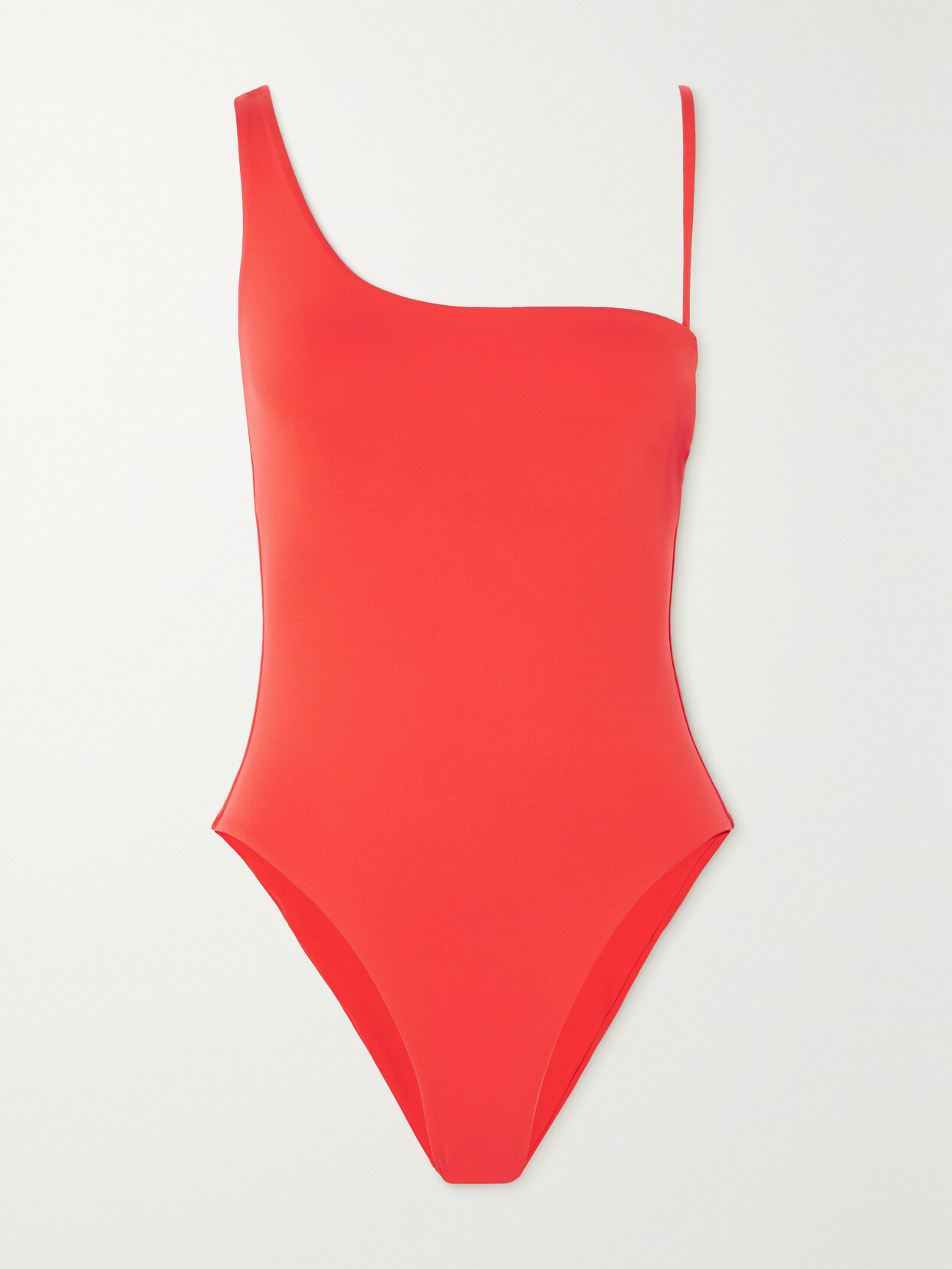 Max Mara Clara Asymmetric Ruched Swimsuit In Orange