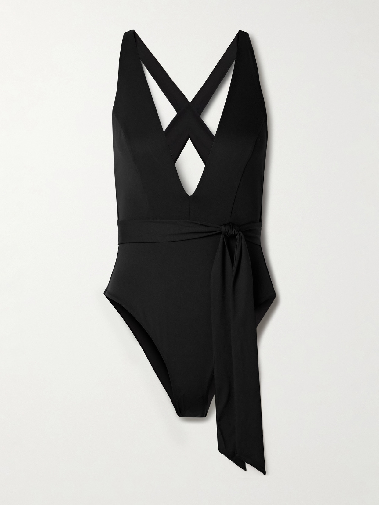 Max Mara Cristel Belted Swimsuit In Black