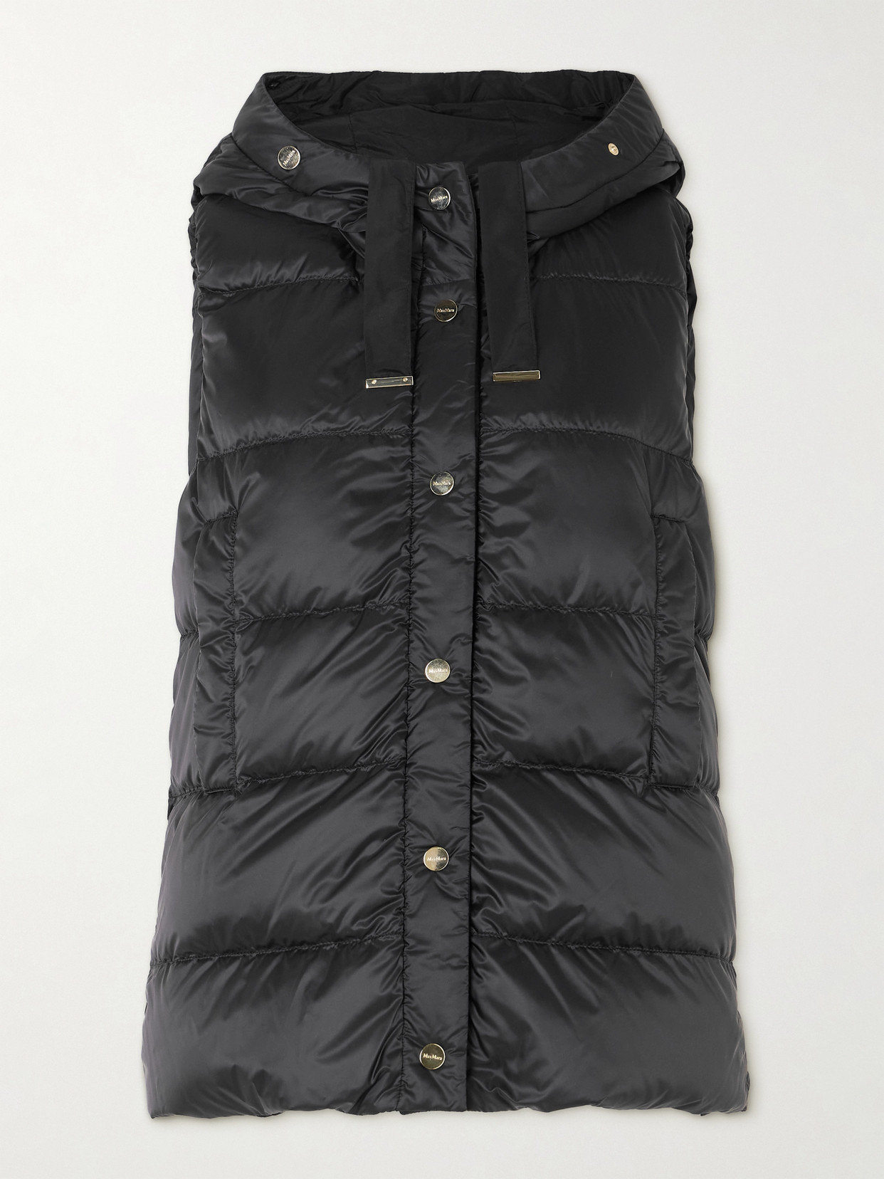 Max Mara The Cube Hooded Quilted Shell Down Vest In Black