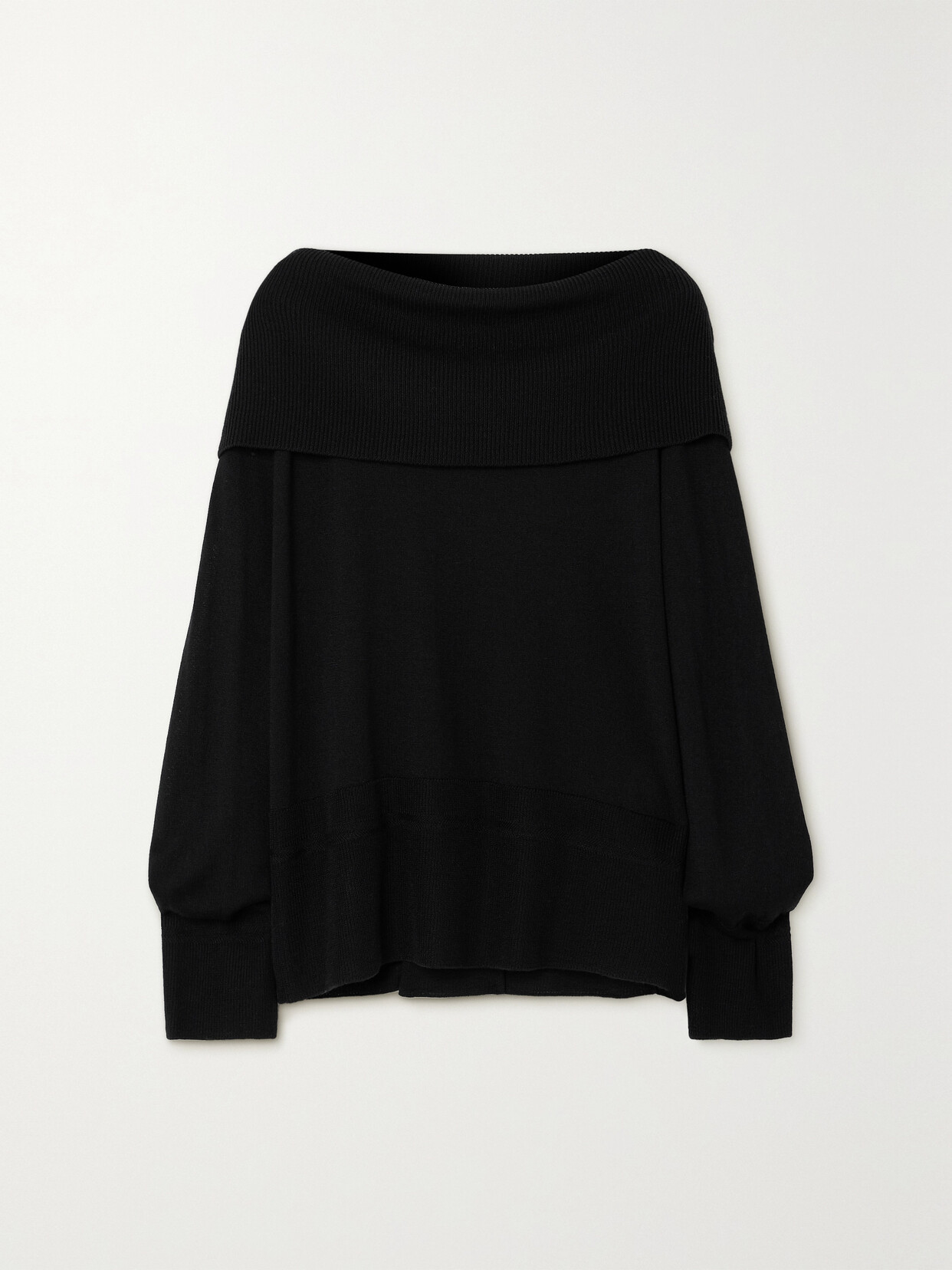 Max Mara Leisure Tiglio Off-the-shoulder Wool Sweater - Black