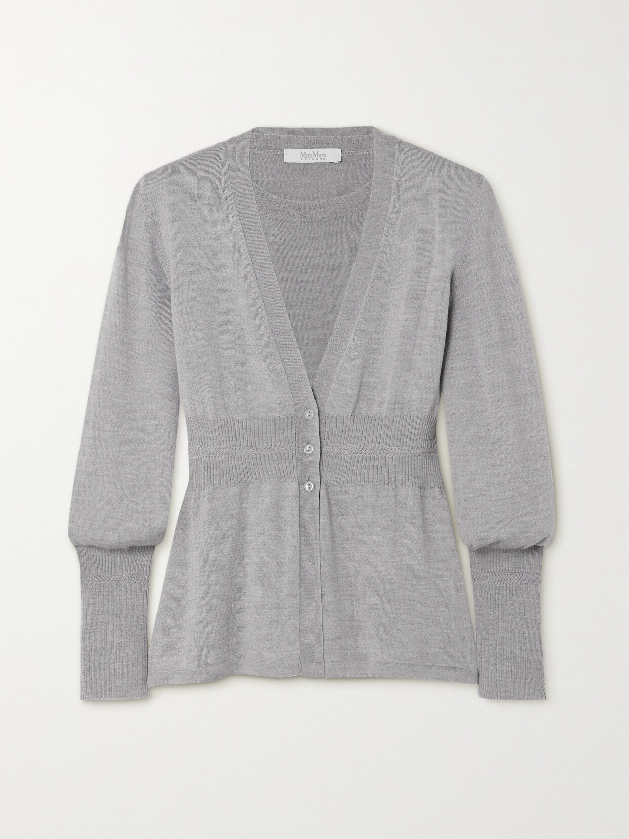 Max Mara Leisure Olindo Wool Top And Cardigan Set In Grey