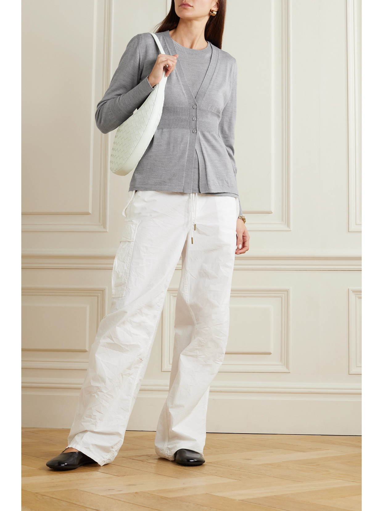 Max Mara Leisure Olindo Wool Top And Cardigan Set In Gray