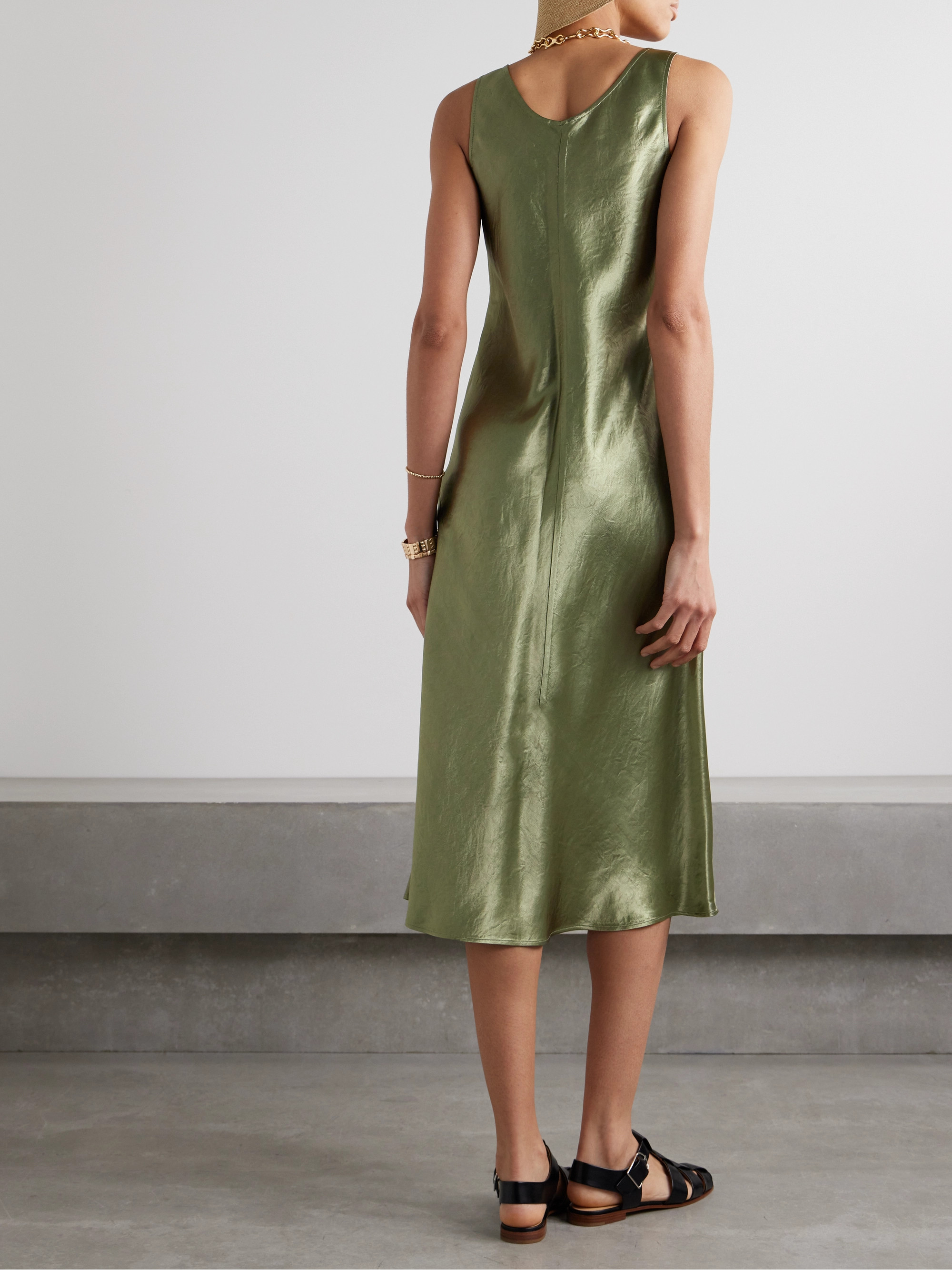 Max Mara Leisure Talete crinkled-satin midi dress thumbnail