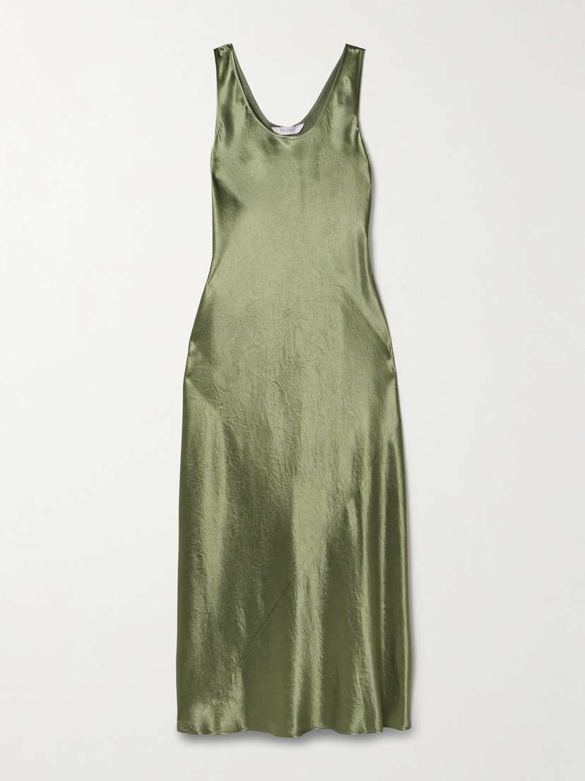 Max Mara Leisure Talete Crinkled-satin Midi Dress