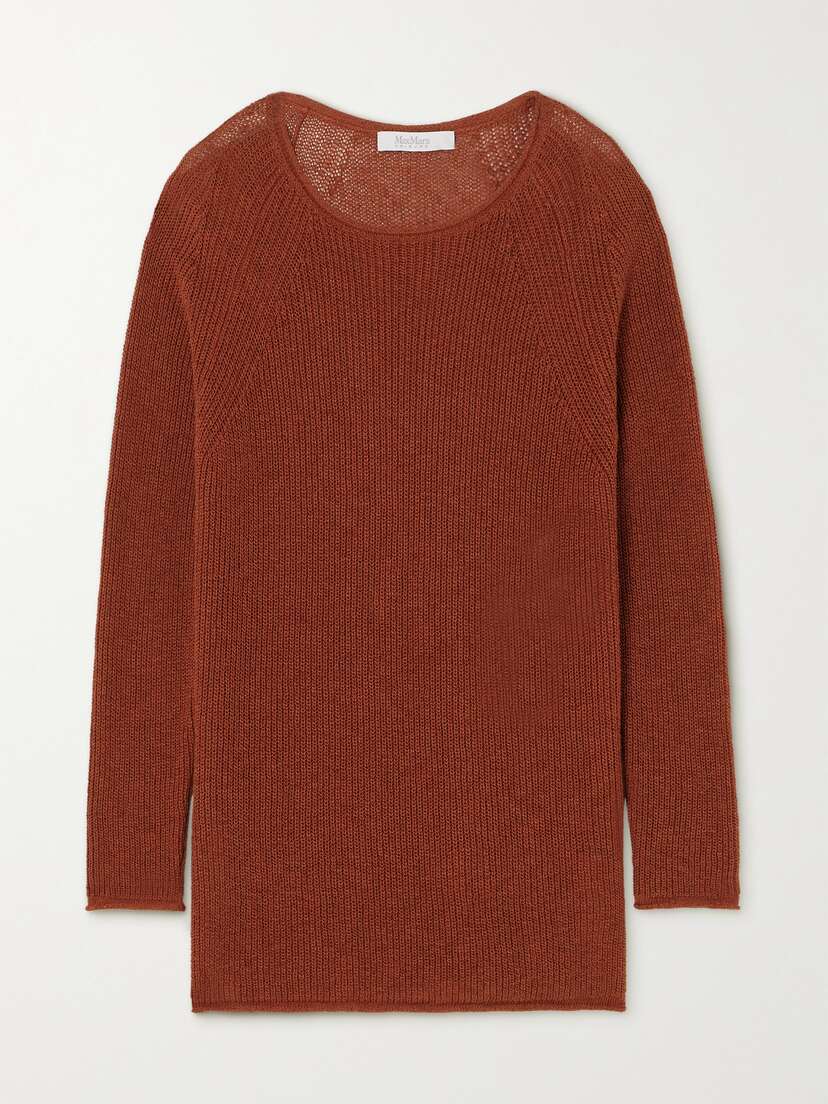 Max Mara Leisure Diretta Open-knit Cotton And Linen-blend Sweater