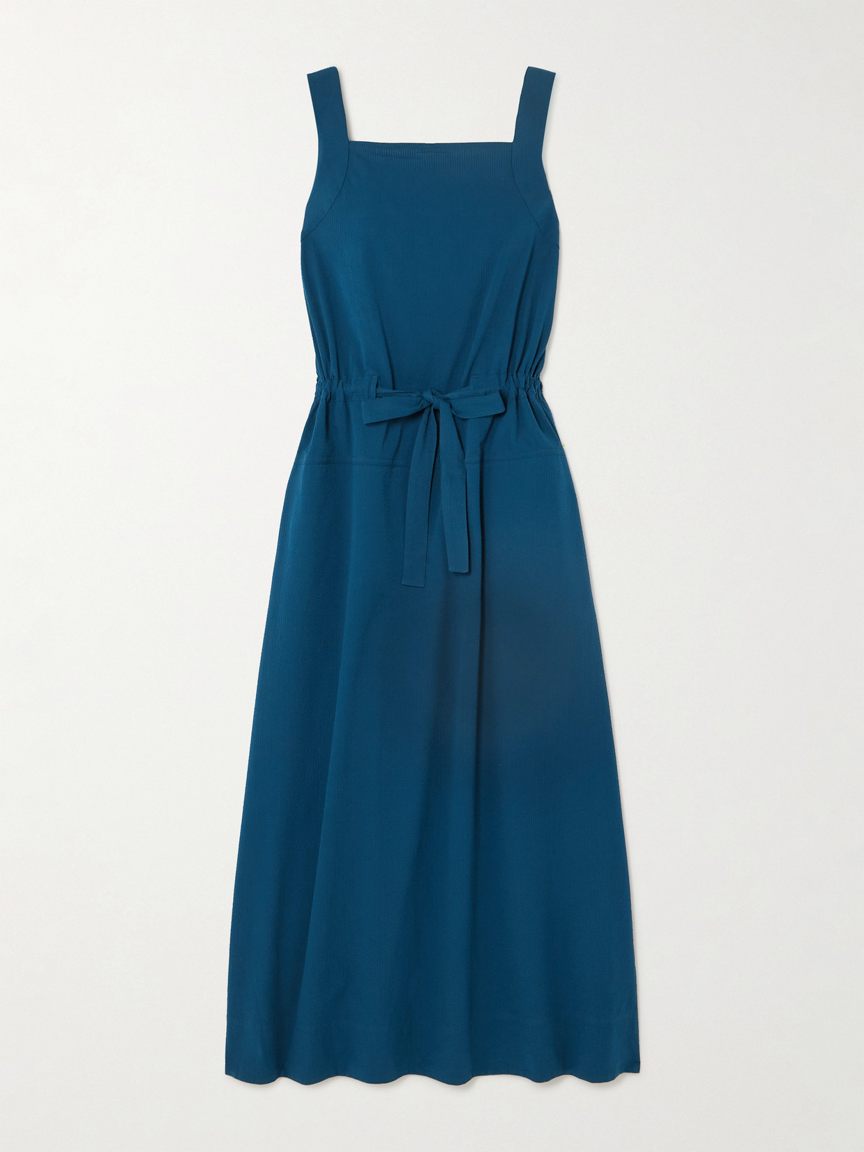 Max Mara - Leisure Panfilo Belted Cotton-seersucker Midi Dress - Blue