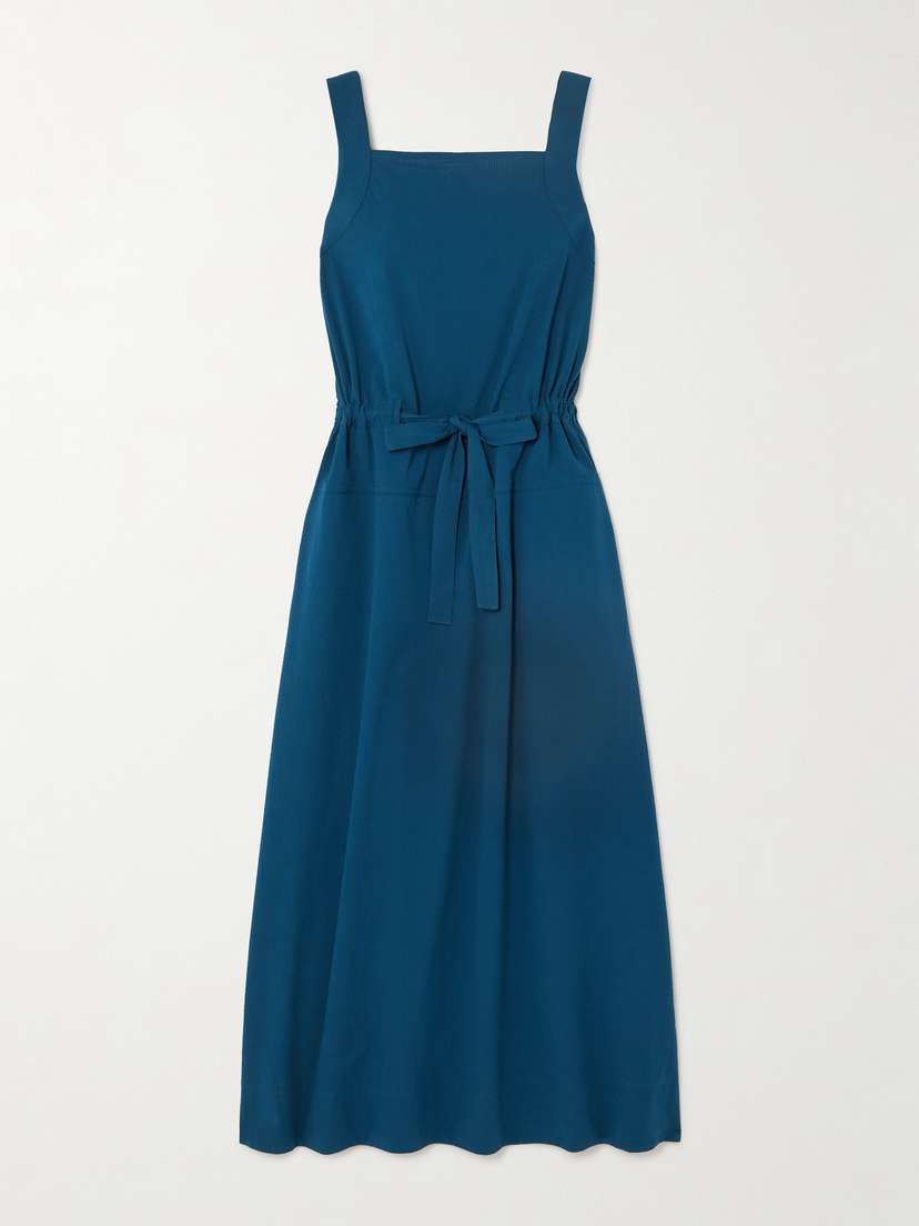 Max Mara Leisure Panfilo Belted Cotton-seersucker Midi Dress - UK 18