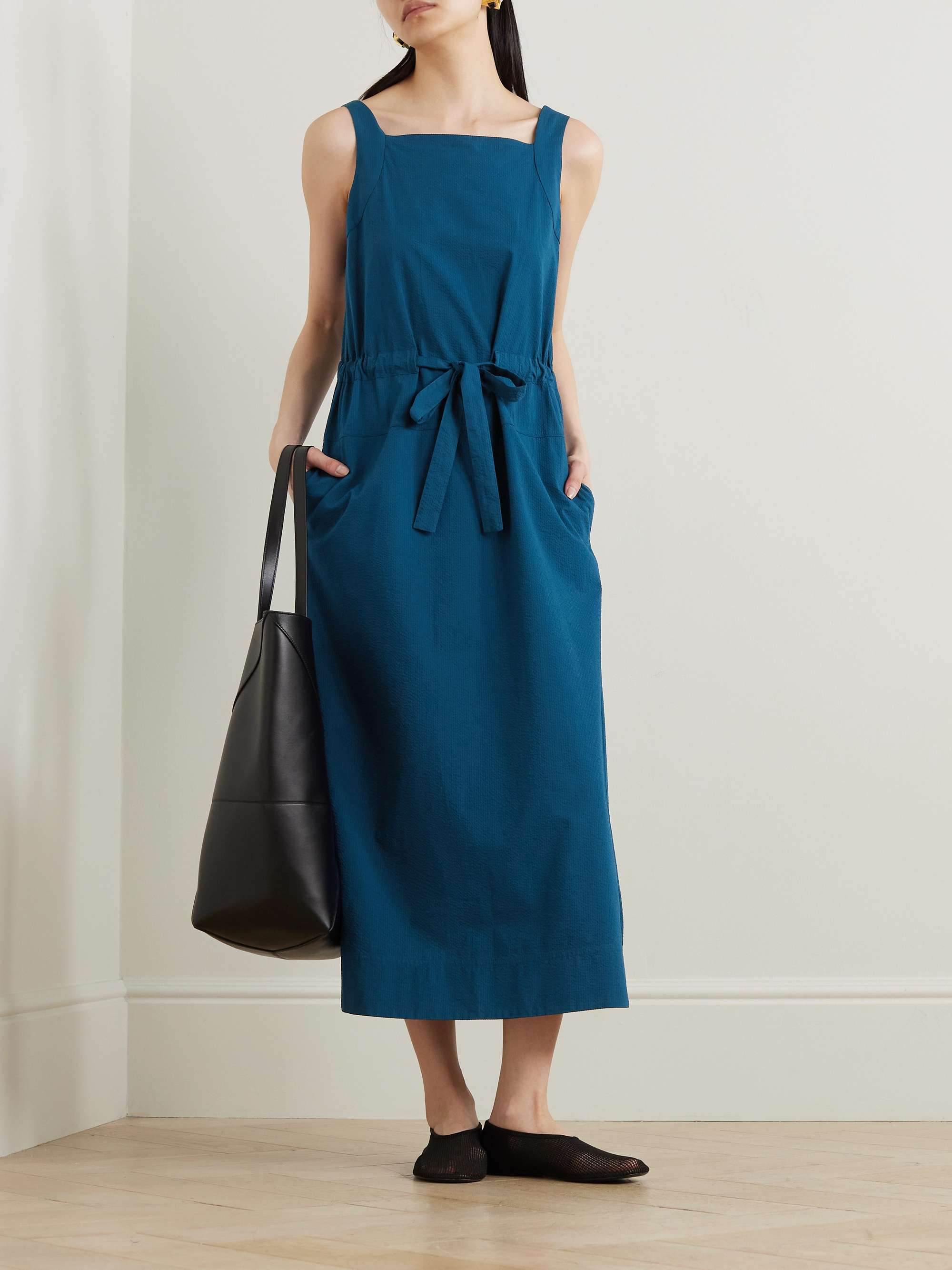 MAX MARA Leisure Panfilo belted cotton seersucker midi dress NET A PORTER