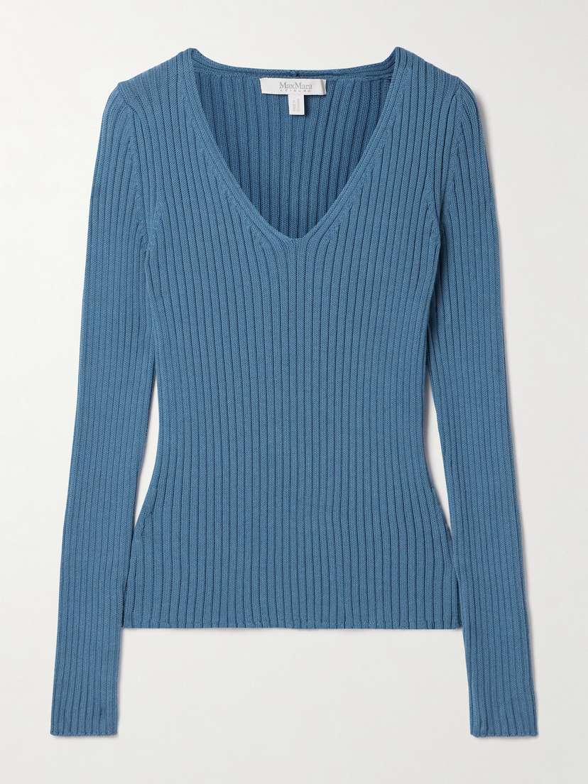 Max Mara Leisure Calcio Ribbed Cotton-blend Sweater - x large