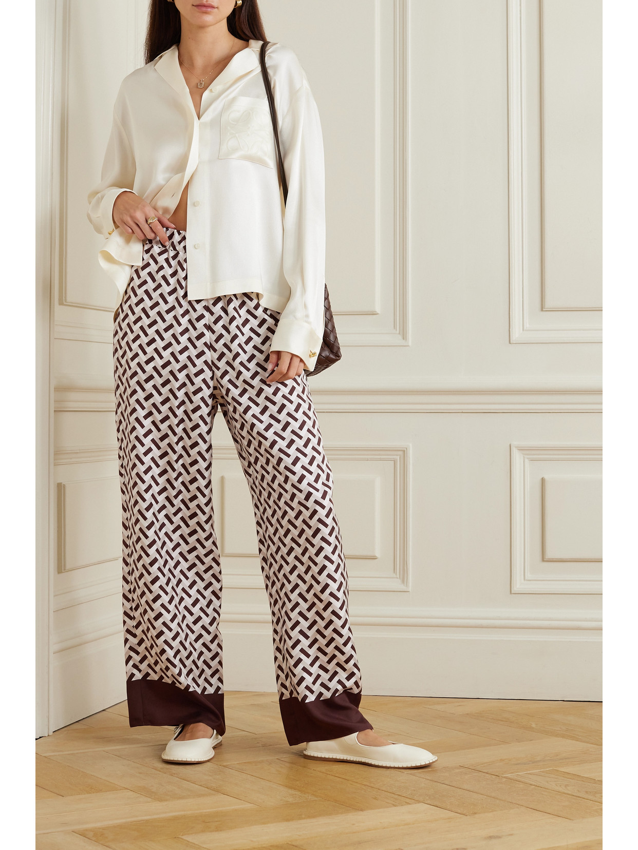 Max Mara Leisure Sesamo Printed Silk-satin Wide-leg Pants In Multi