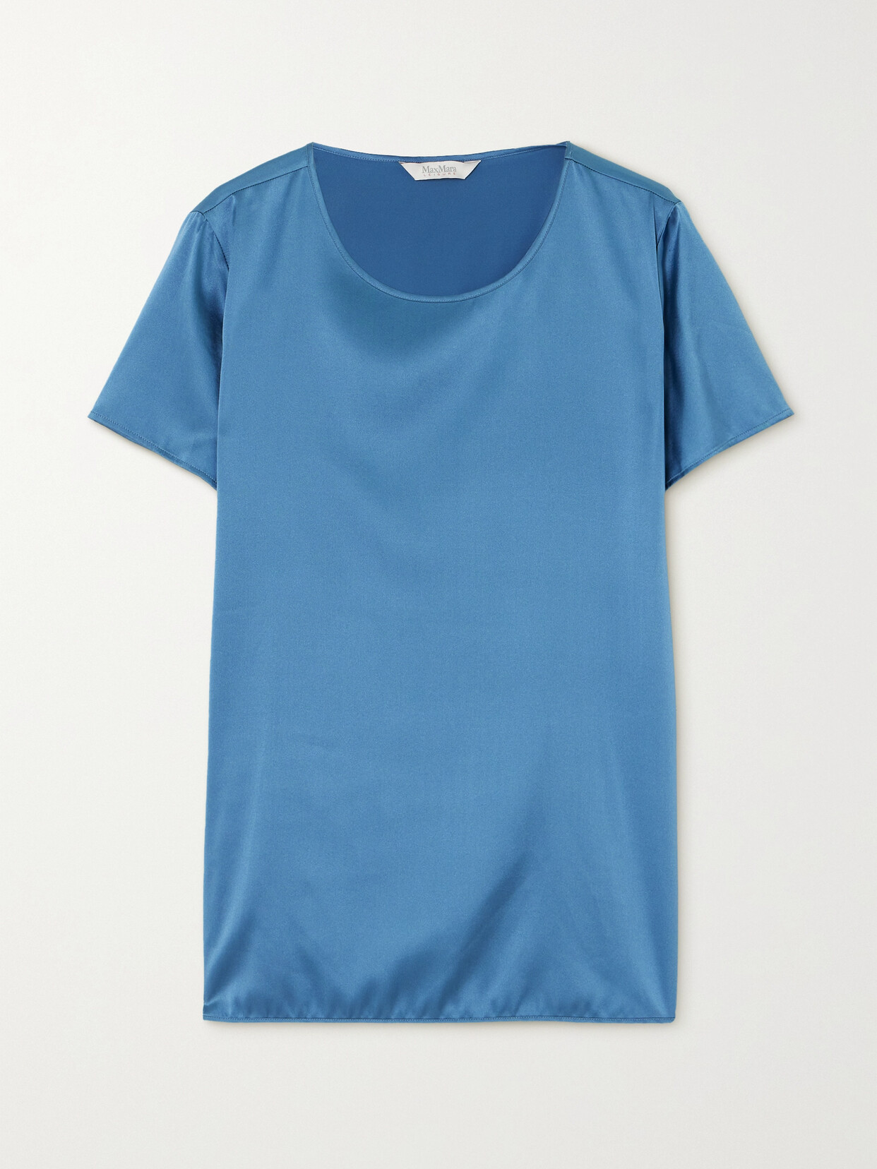 Max Mara Leisure Cortona Silk-blend Satin T-shirt In Blue