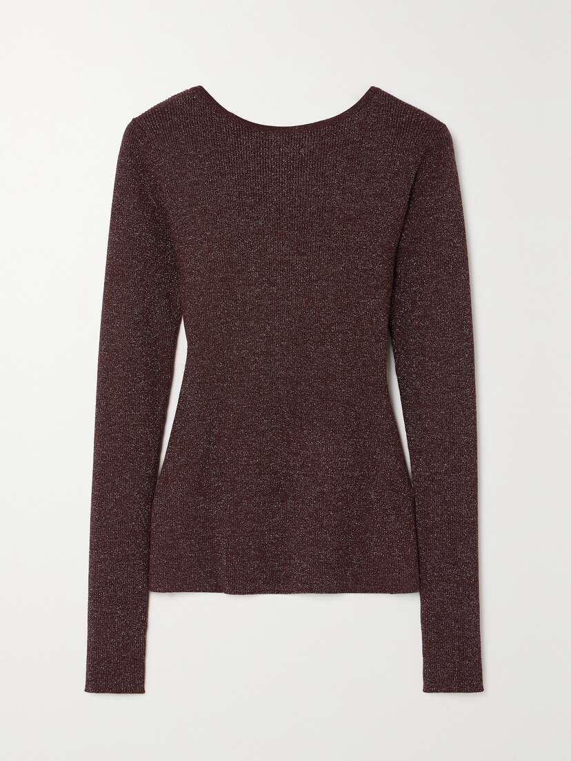 Max Mara Leisure Favella Metallic Ribbed-knit Sweater