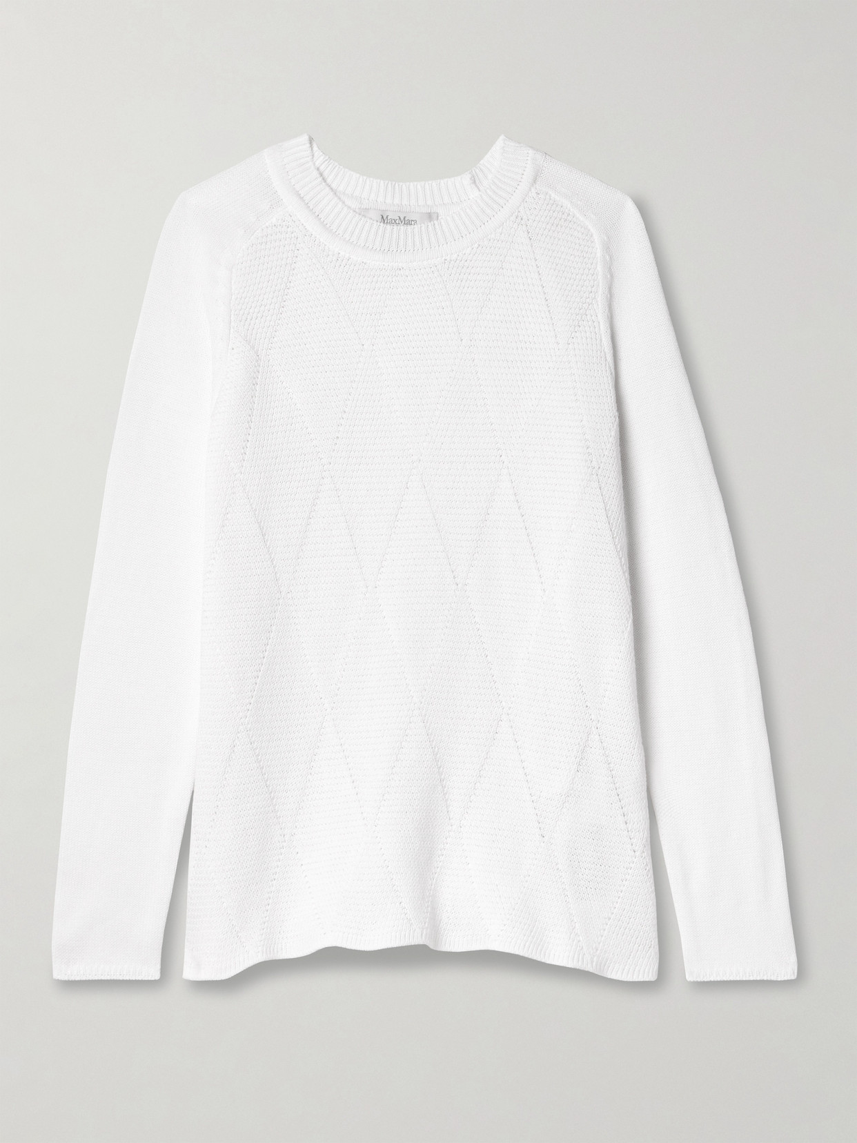 Max Mara Leisure Nodo Pointelle-knit Cotton-blend Sweater In White