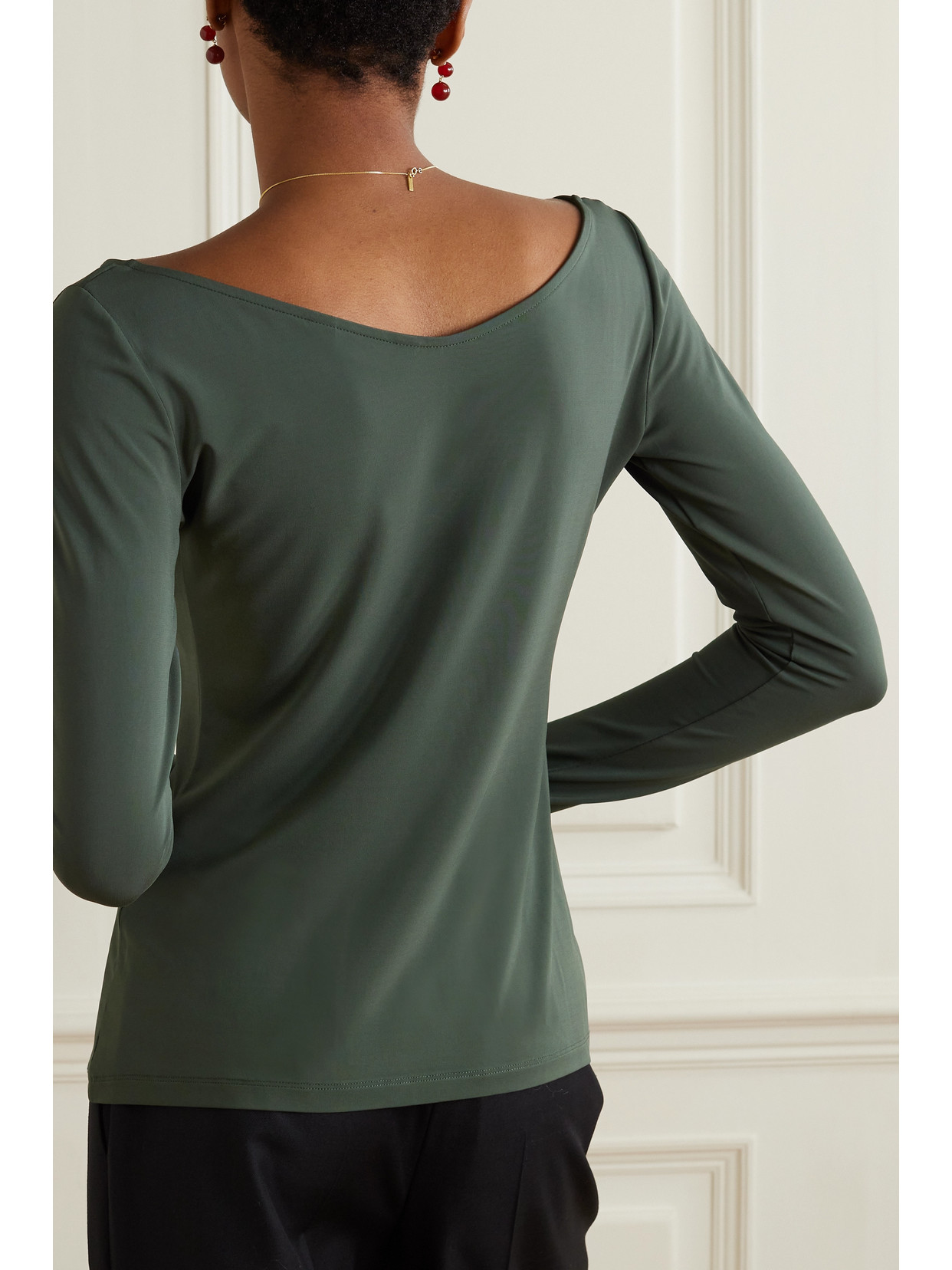 Shop Max Mara Leisure Ragazza Stretch-jersey Top In Green