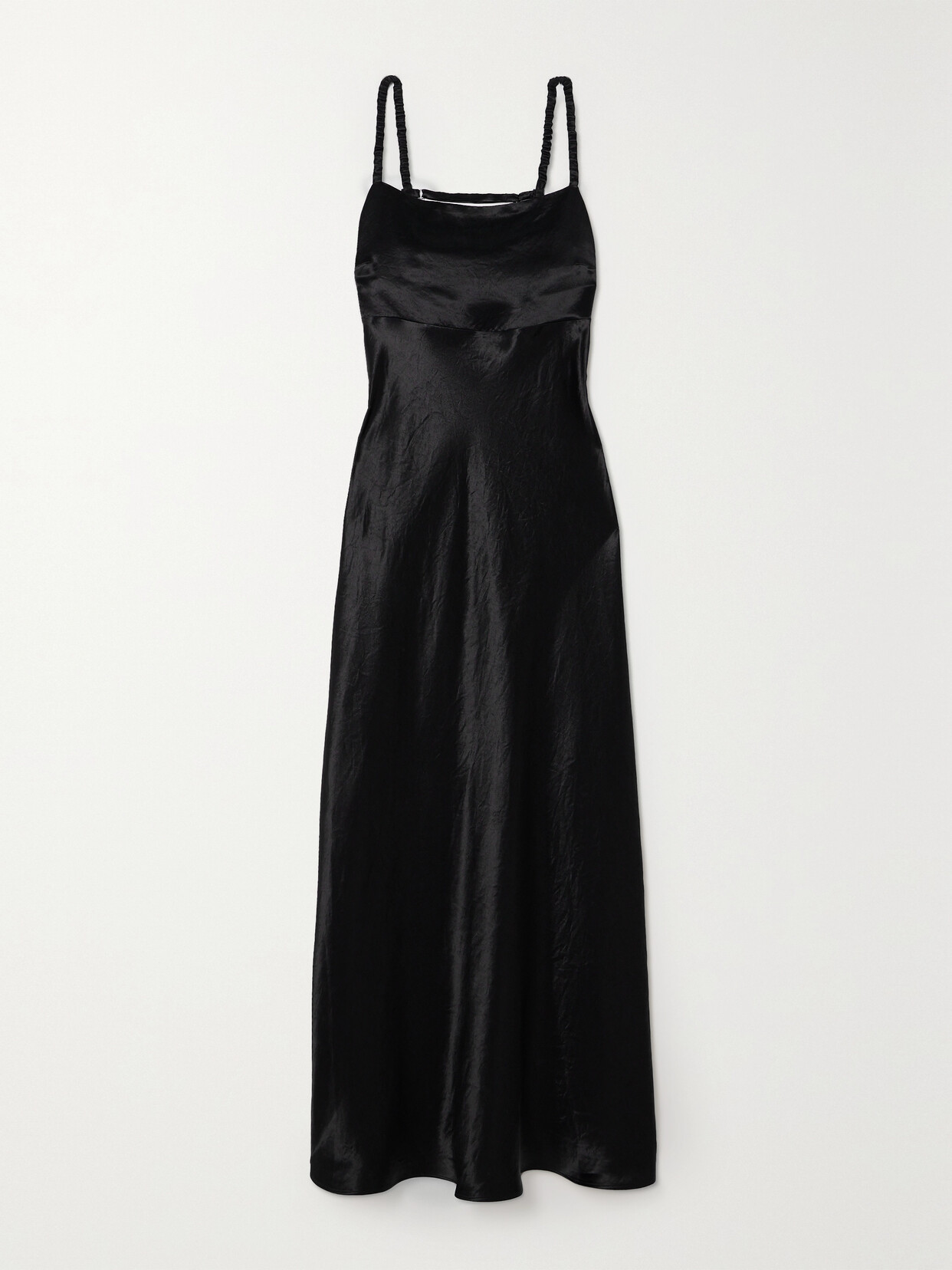 Shop Max Mara Leisure Baden Crinkled-satin Maxi Dress In Black