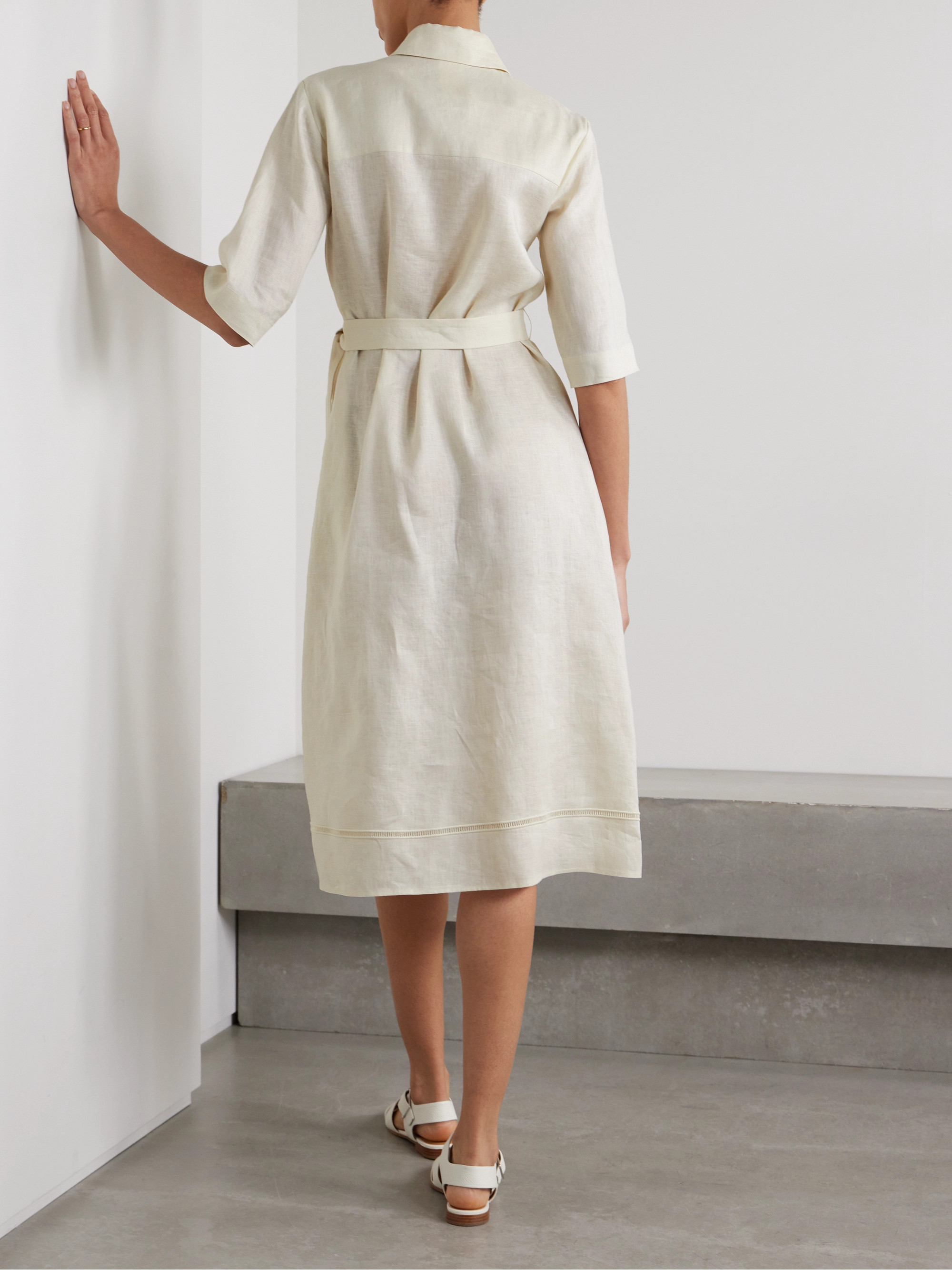 Max Mara Leisure Nocino belted linen midi shirt dress