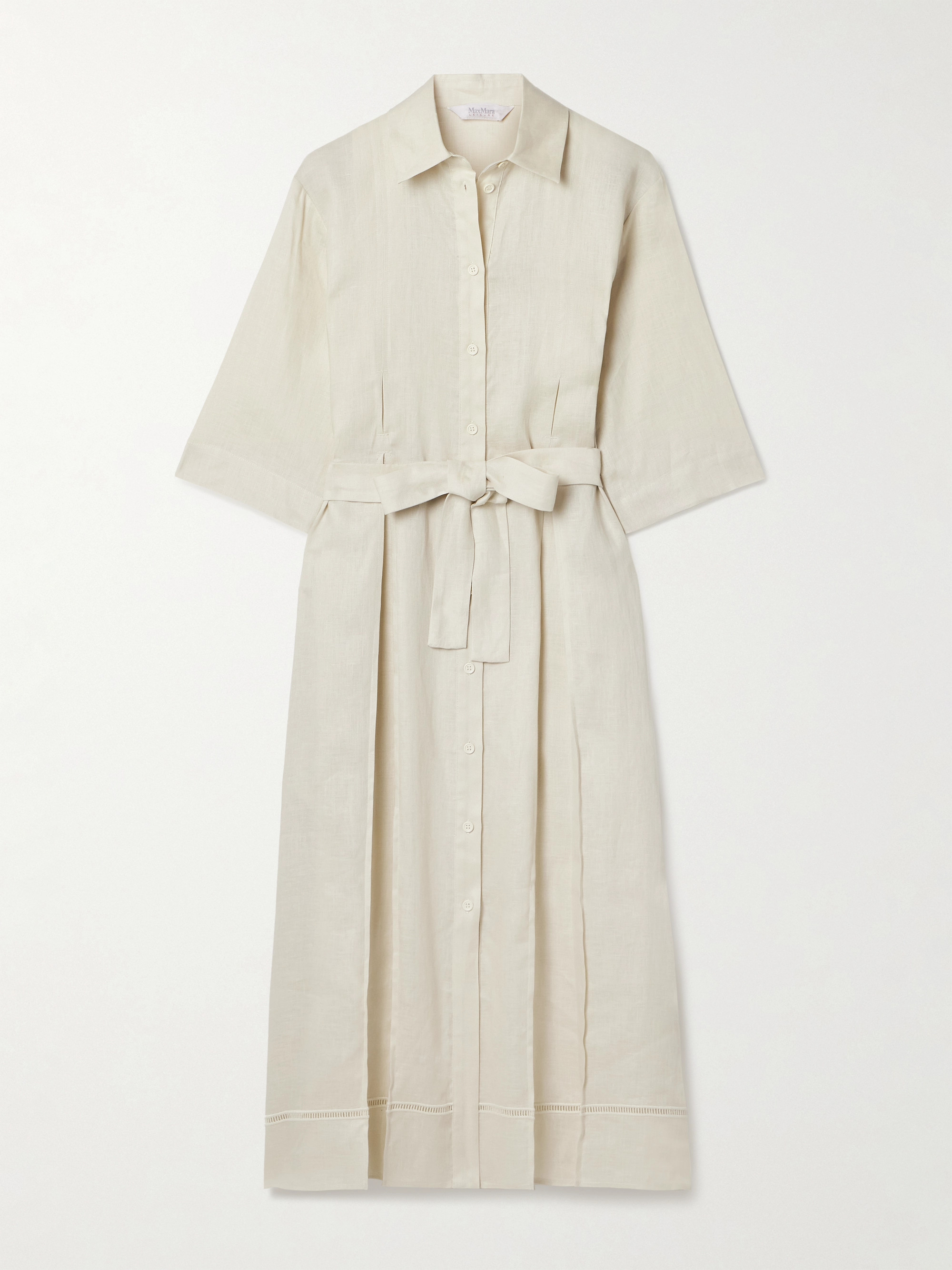 Max Mara Leisure Nocino belted linen midi shirt dress