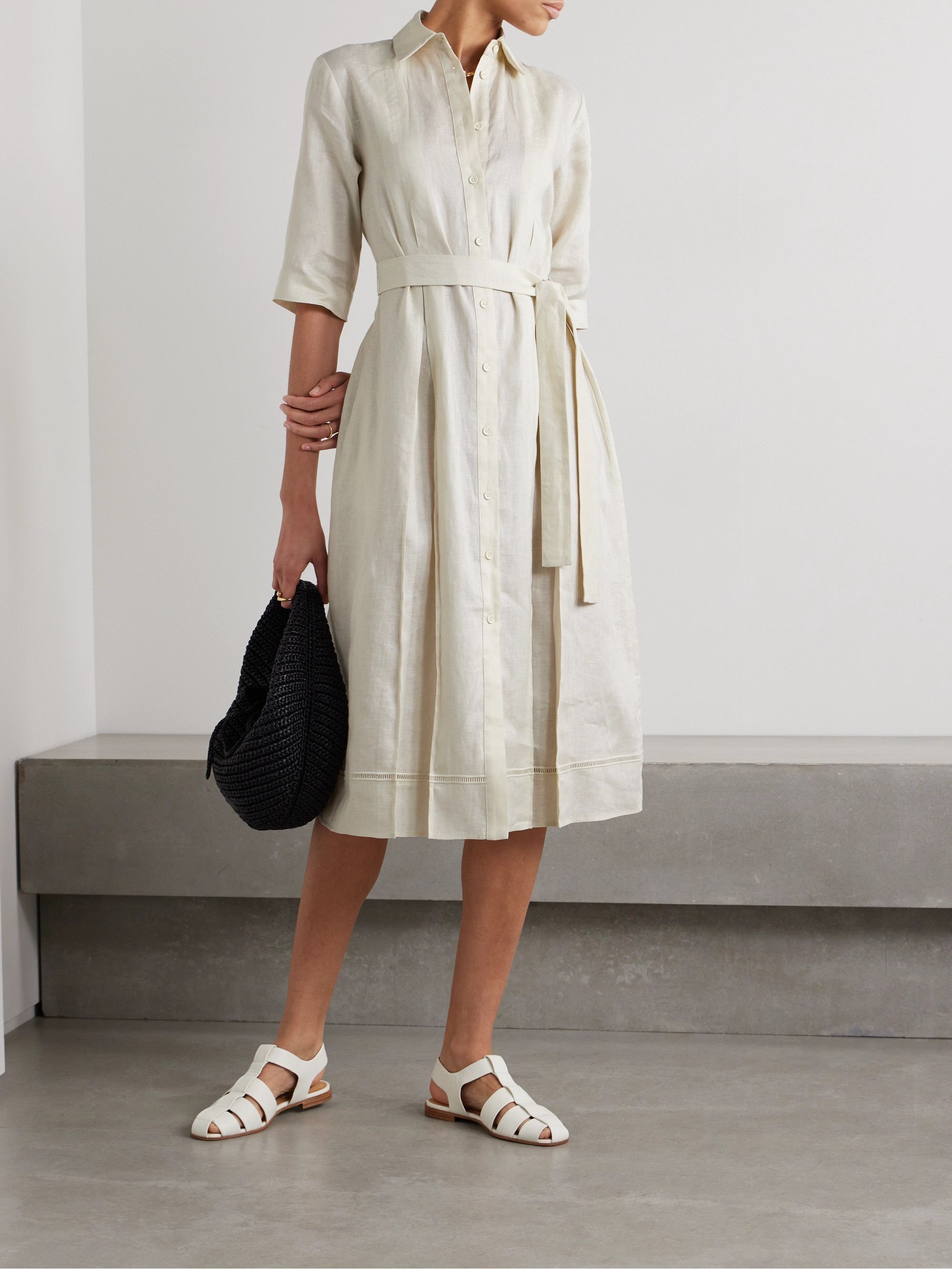 Max Mara - Leisure Nocino belted linen midi shirt dress | Plush
