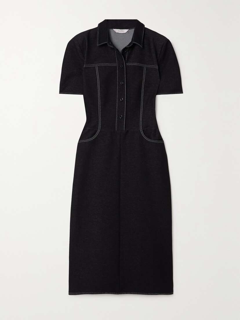 Max Mara Leisure Faro Topstitched Denim Midi Dress - x large