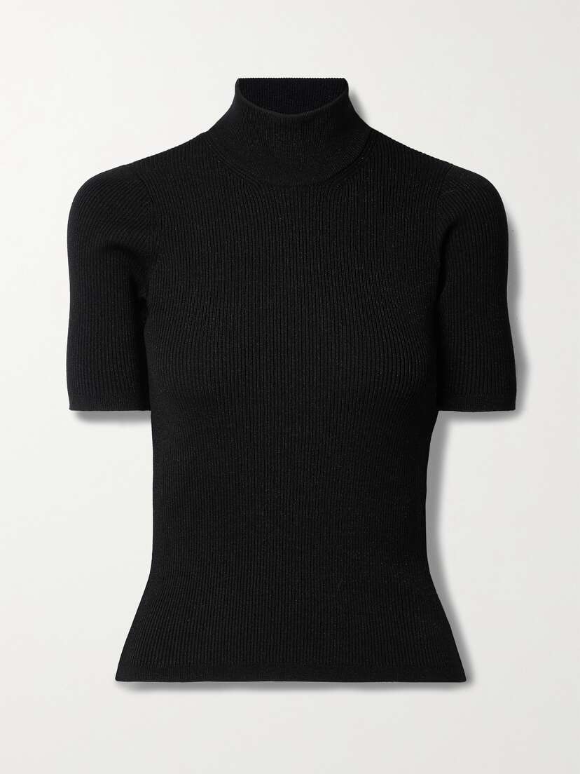 Max Mara Leisure Peter Metallic Ribbed-knit Turtleneck Sweater - x large