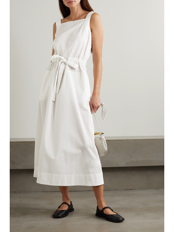 Max Mara Leisure Panfilo belted cotton-seersucker midi dress