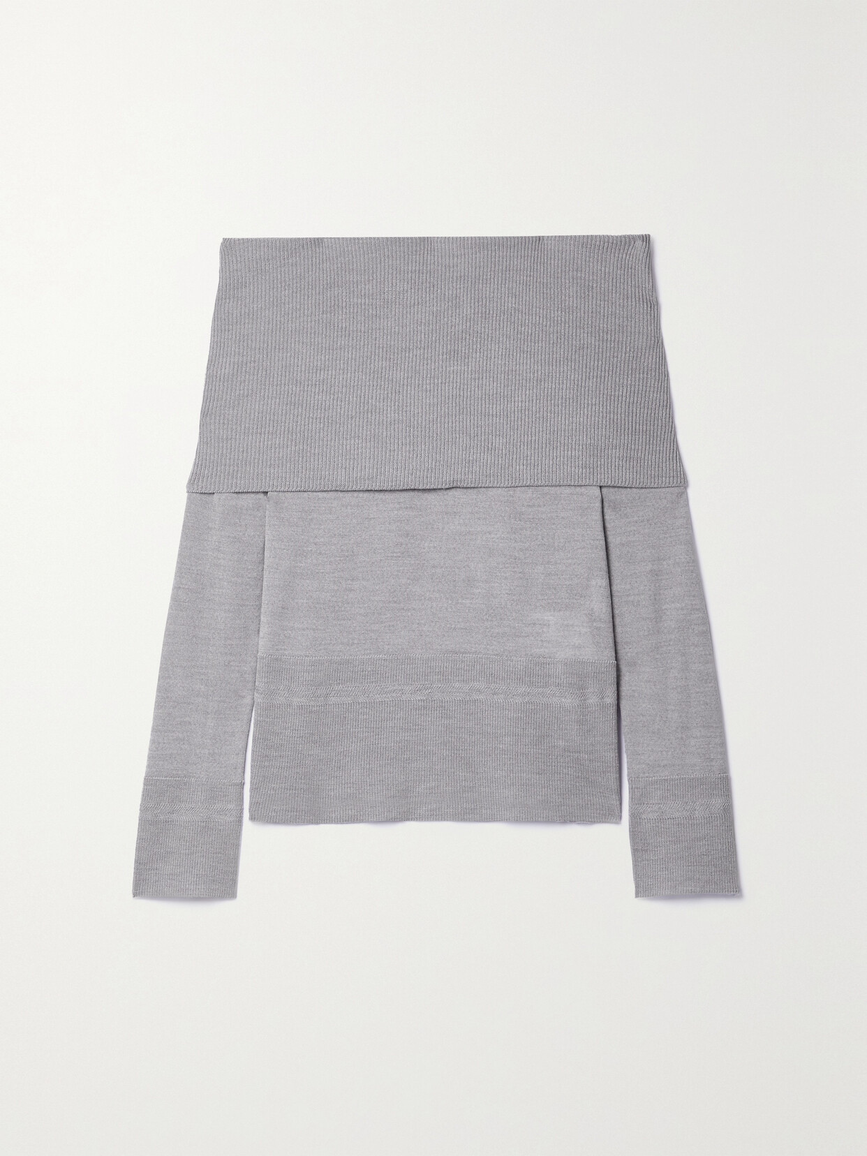 Max Mara Leisure Tiglio Off-the-shoulder Wool Jumper In Grey