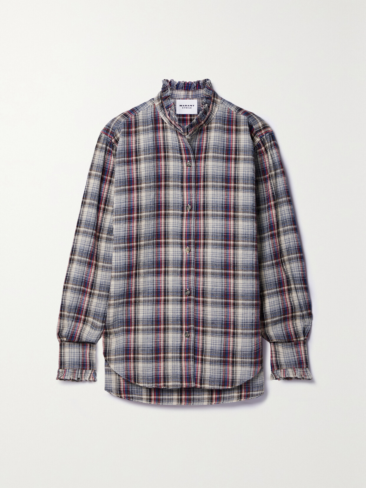 Marant Étoile - Saoli Ruffled Checked Cotton And Linen-blend Shirt - Blue