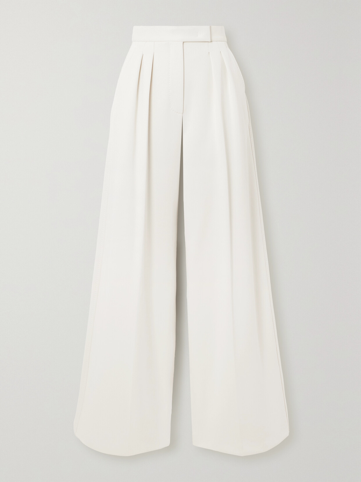 Max Mara - Zinnia Pleated Jersey Wide-leg Pants - Ivory