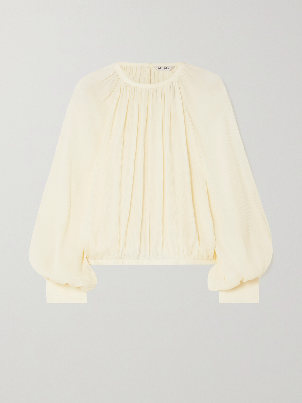 Max Mara Narvel Plissé-silk Blouse - Ivory