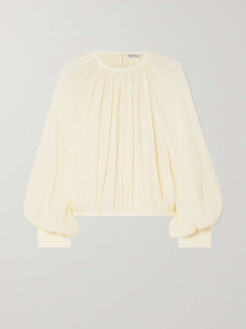 Max Mara Narvel Plissé-silk Blouse